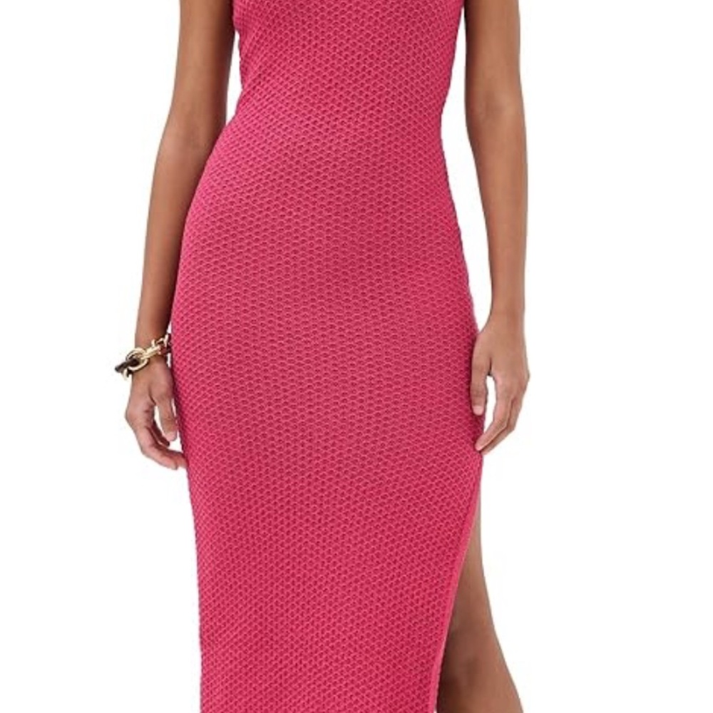 Moon River Raspberry Textured Midi Dress